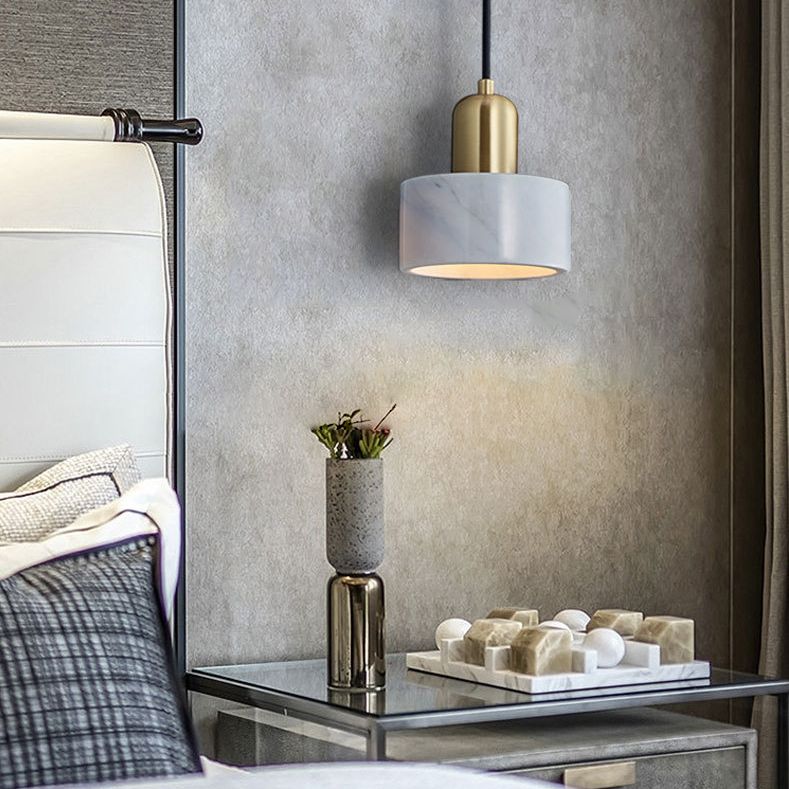 Cylindrical Pendant Ceiling Light Simplicity-Style Stone Living Room Hanging Ceiling Light