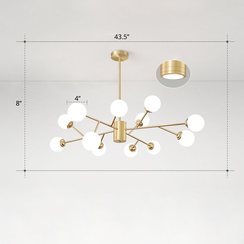 Molekularer Kronleuchter Lampe Nordic Milchglas Wohnzimmer Suspension Licht in Gold