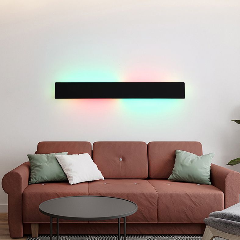 Black Rectangular Metal RGB Wall Lamp Modern Style Ambiance Decorative LED Wall Sconce for Bedroom Living Room
