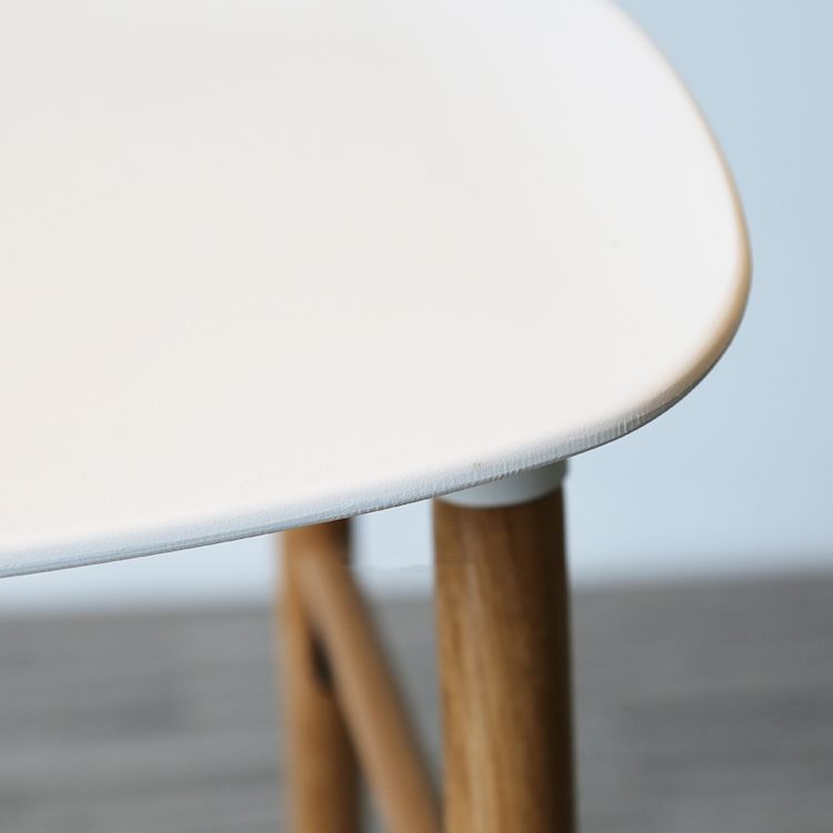 Modern Armless Backrest Counter Stool Wood Household Bar Stool with Plastic Seat