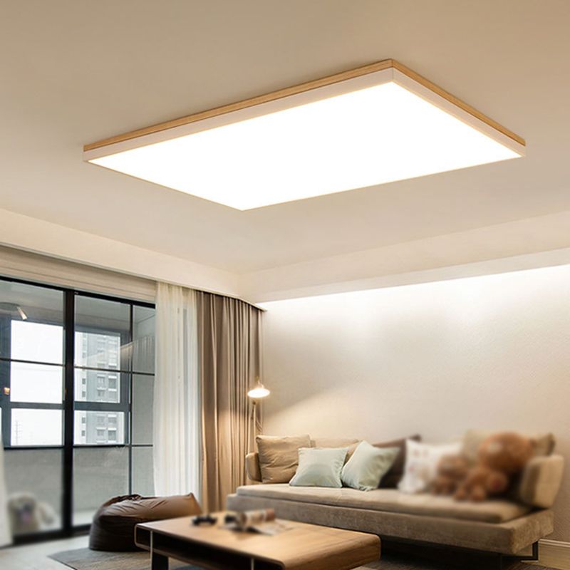 Modern Ceiling Lamp Wooden LED Ceiling Mount Light with Acrylic Shade for Bedroom
