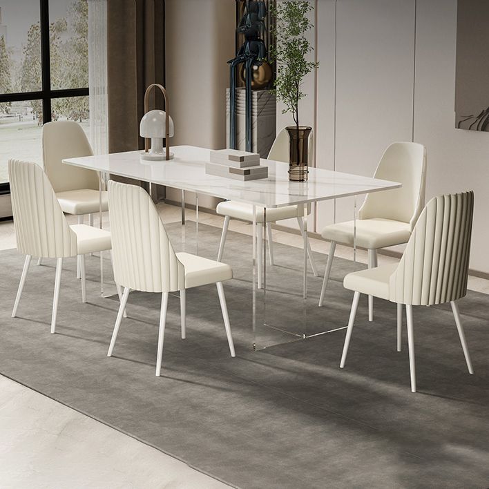 Modern Rectangle Stone Dining Table 1/2/5/7 Pieces Dining Set for Kitchen