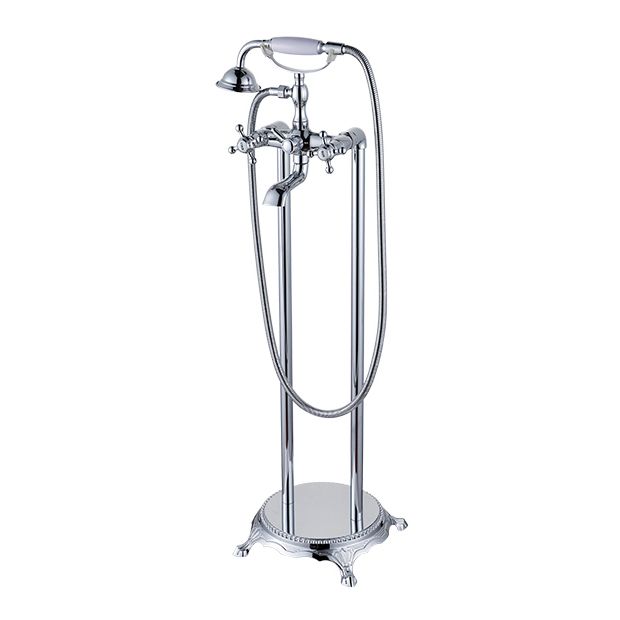 Traditional Floor Mounted Copper Freestanding Tub Filler Spray Gun Tub Filler Trim