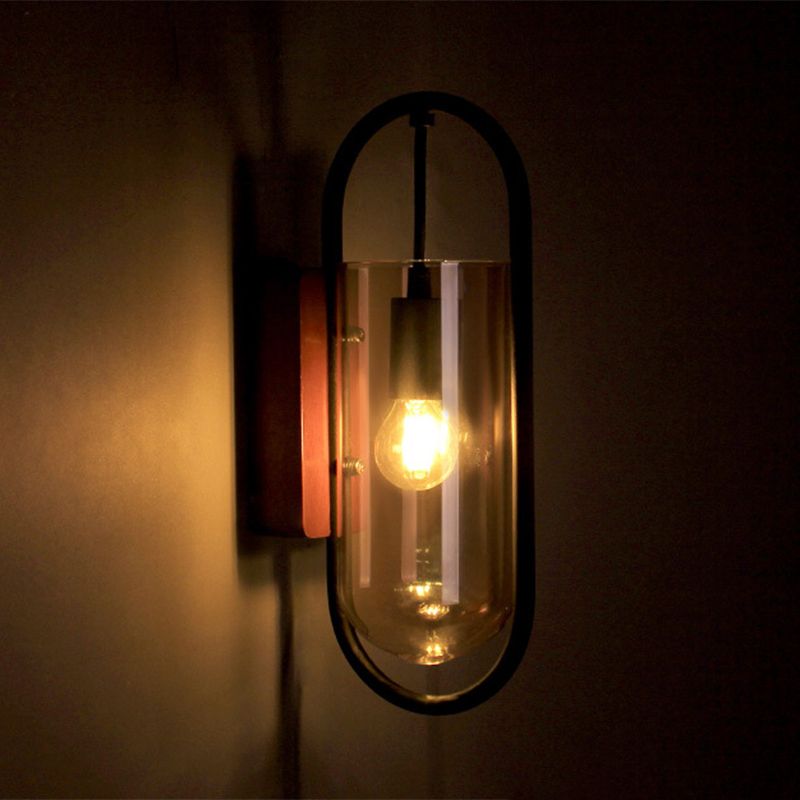 Luce di panna da parete per rivestimenti in quercia scura Luce da parete in vetro vintage per camera da letto da letto d'albergo