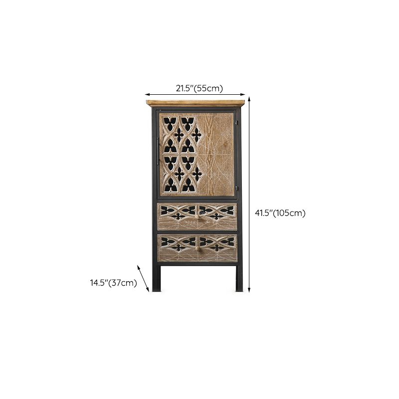 Rectangular Industrial Cabinet Metal and Wood Accent Chest in Natural