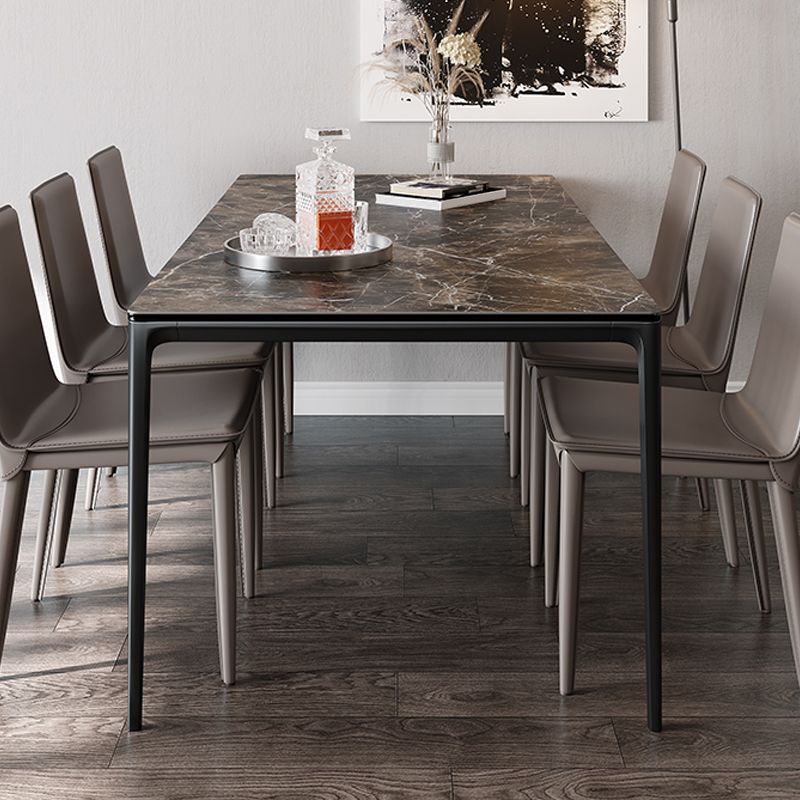 Industrial Sintered Stone Top Table Rectangular Table with Metal Base