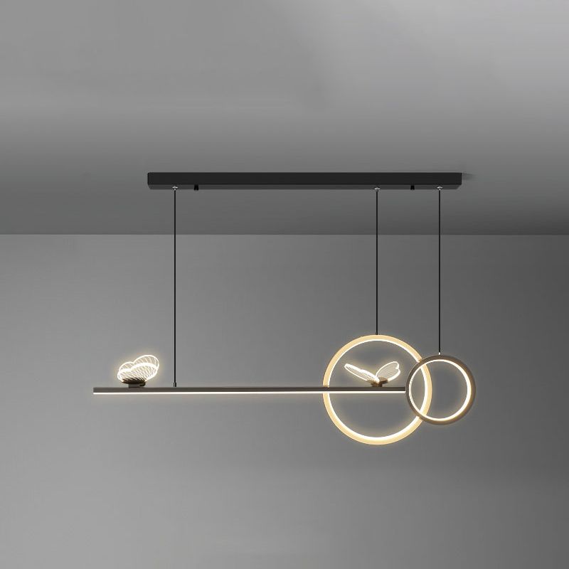 Ideas de iluminación de metal de la isla de 7 luces de estilo lineal de estilo moderno de estilo lineal