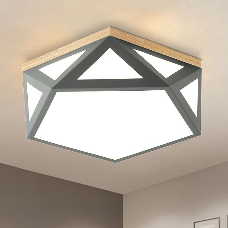Modern Geometric Acrylic Flush Light 16.5"/20.5" W LED Gray/Green/White Ceiling Flush Mount for Bedroom, Warm/White/Natural/3 Color Light