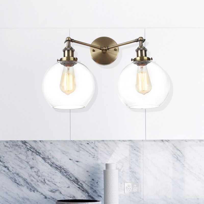 Schwarz/Chrom/Kupfer 2 Lichter Wandmontage Light Bauernhaus Globe Leuchten für Wohnzimmer
