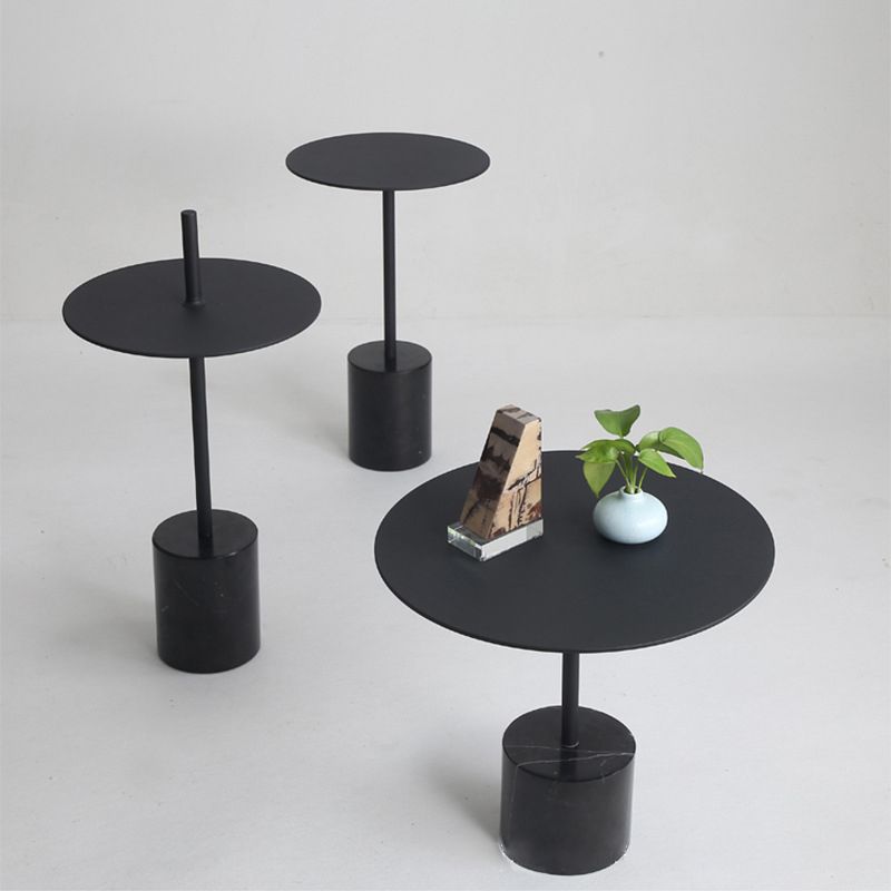 Modern Round Pedestal Side Table Metal and Marble Side End Table