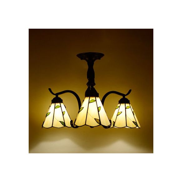 3/5 luci semifulto con lampada semi-filo in vetro colorato in stile Tiffany in tonalità in rosso/blu/verde/blu-bianco per le scale