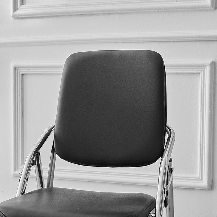 Silla moderna para interiores y exteriores, silla lateral de comedor plegable sin brazos con respaldo abierto de metal