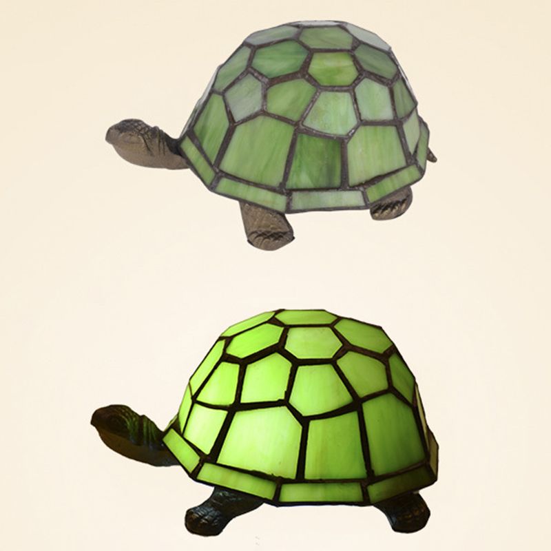 Turtle Shaped Nightstand Lamp Tiffany Style Stained Glass 1-Light Bedside Table Light