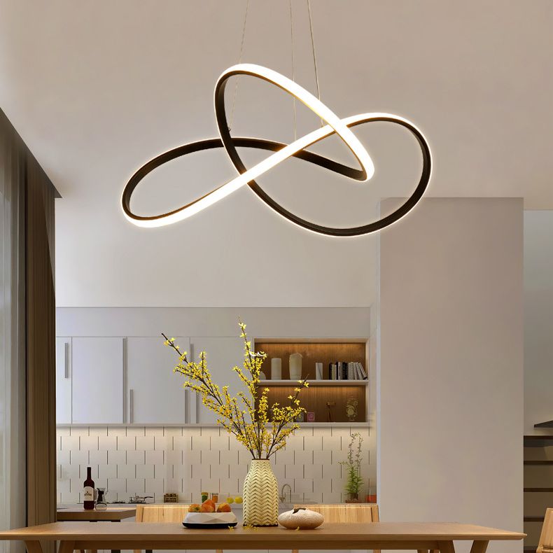 Acrílico espiral colgante lámpara de lámpara de estilo simple led lacera negra lámpara colgante