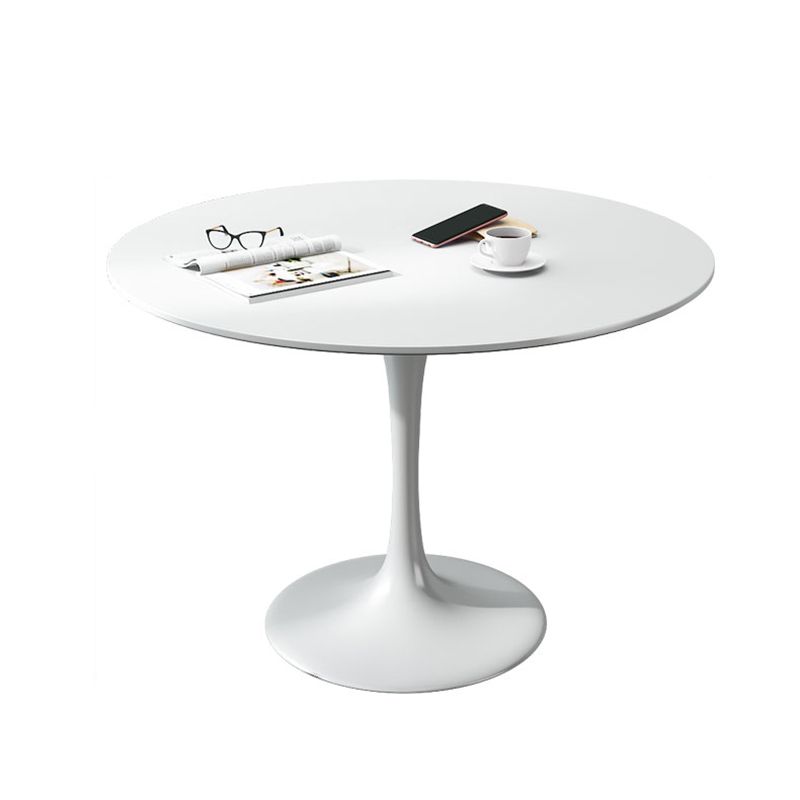 Minimalist White and Black Round Table with Tulip Style for 4 Person