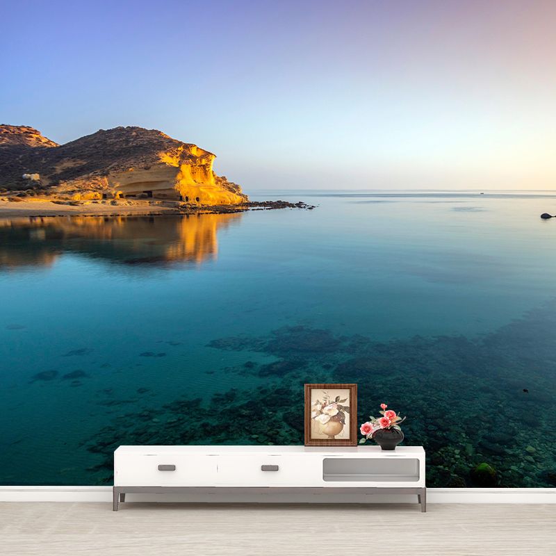 Sea Mural Wall Covering Decorative Mildew Resistant for Bathroom