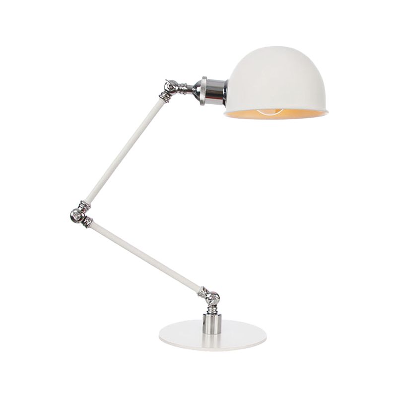 Dome Studeerkamer Leeslamp Metaal 4"/8,5" Breed 1 Licht Industrieel Stijlvolle Bureauverlichting in Wit, 8"+8"/8"+8"+8" Lengte Arm