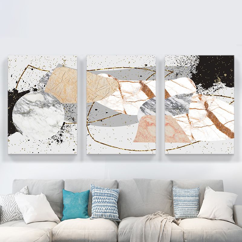 Textured Abstract Wall Art Decor Nordic Canvas Print in Light Color for Room, Set of 3