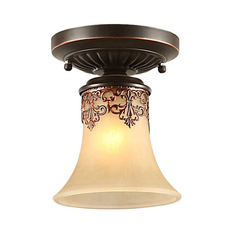 Trumpet Flushmount Lights Traditional Glass Ceiling Mounted Fixture for Restaurant