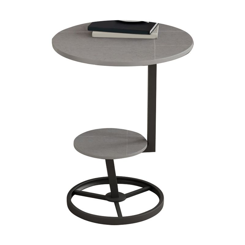 Modern Abstract Corner Table Round Slate Side End Table for Living Room