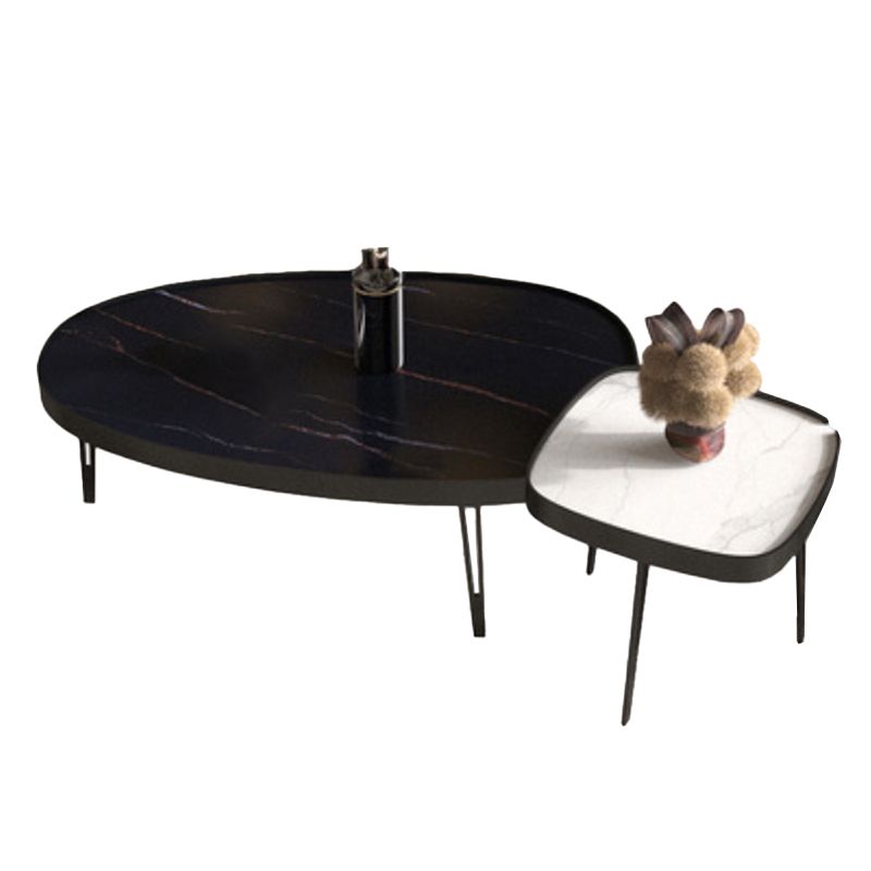 Glam Cocktail Table 3 Legs Faux Stone Oval/Square Coffee Table