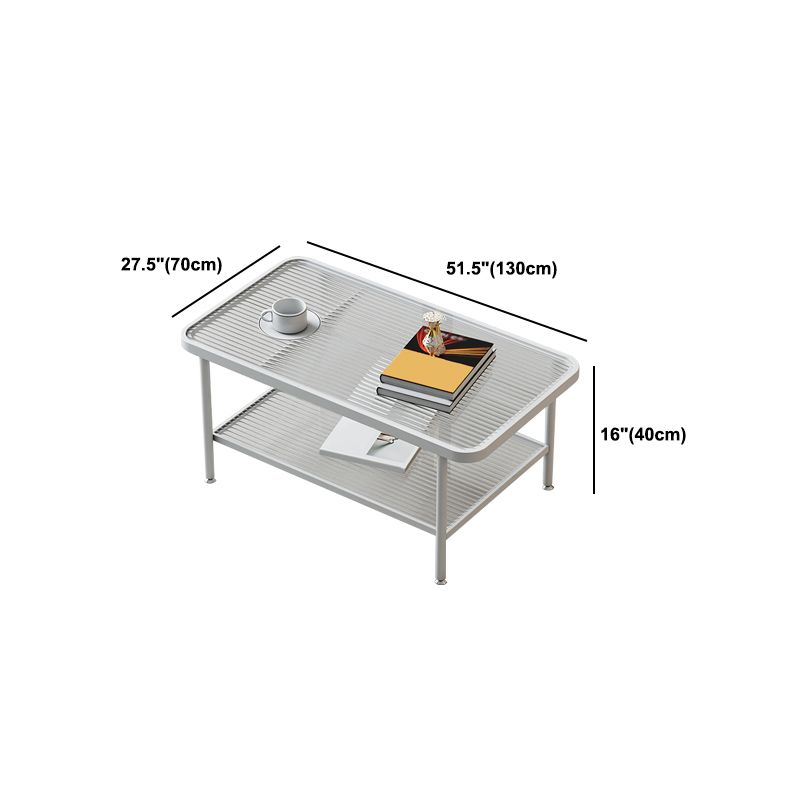 Glass-Topped Cocktail Table Rectangular Coffee Table for Living Room