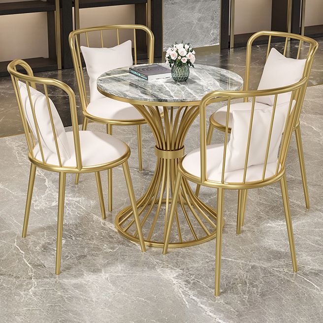 Glam Kitchen Dining Room Set with  Sintered Stone Top and Metal Base Dining Furniture