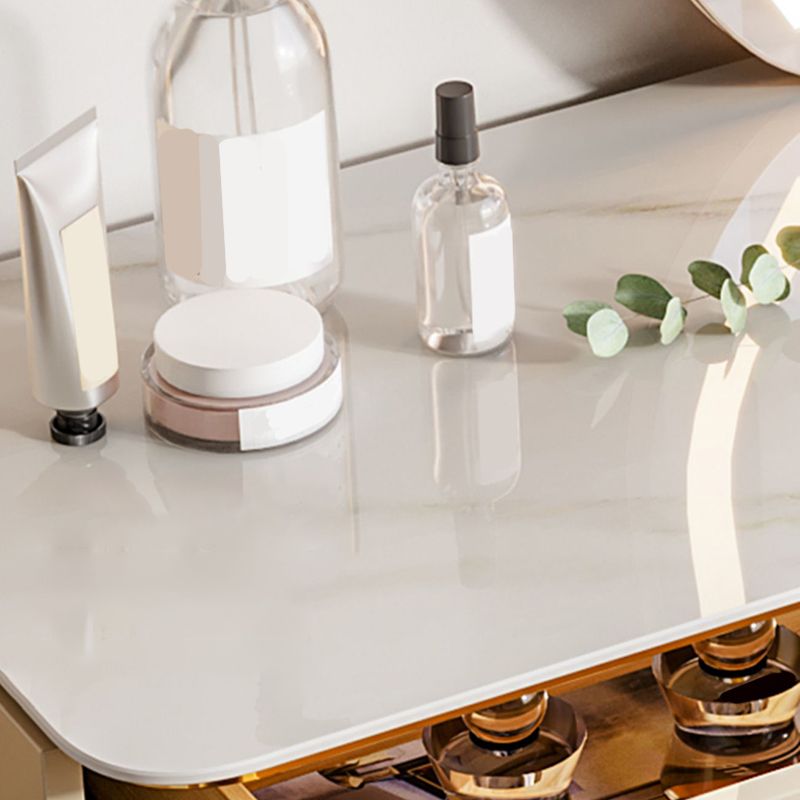 Gold Vanity Bedroom Make-up Vanity Stool Set in Glossy Finish