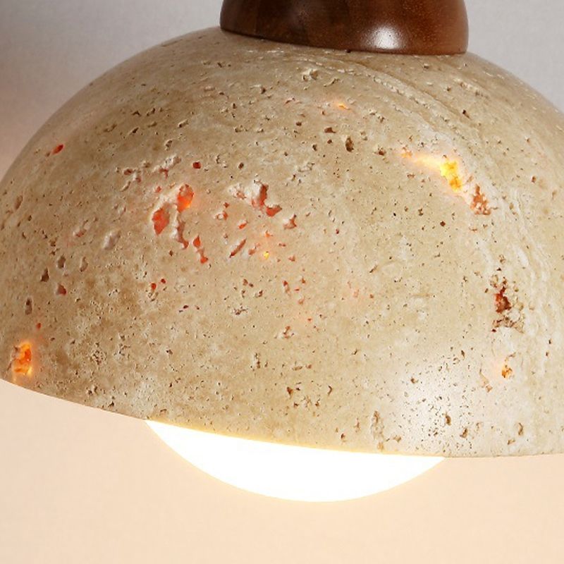 Modern Style Wall Lamp Wooden Wall Mount Lamp with Stone Shade for Bedroom