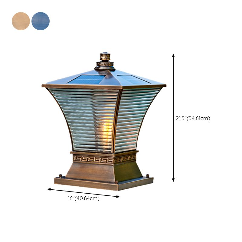 Modern Pillar Light Geometric LED Solar Lighting Fixture for Backyard