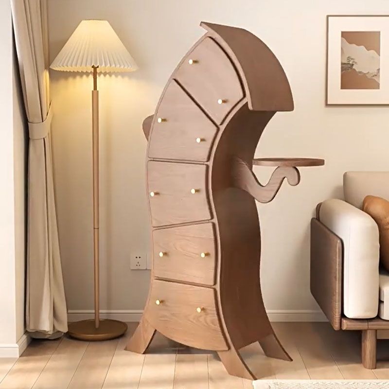 Modern Vertical Lingerie Chest Wood Dresser with 5 Drawers for Living Room