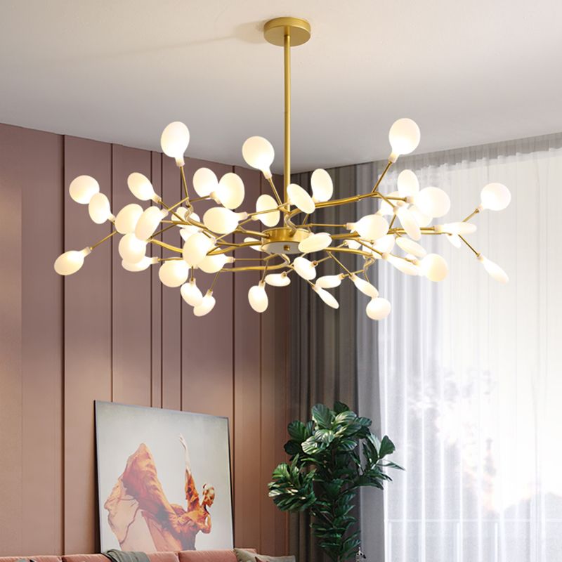 Nordic Trendy Firefly Chandelier Acrylic Living Room Ceiling Suspension Lamp in Gold