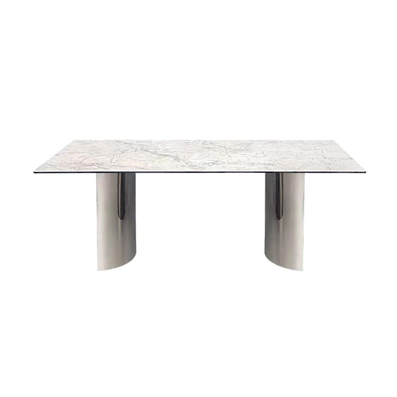 White Modern Stone Table Rectangle Dining Room Table for Kitchen