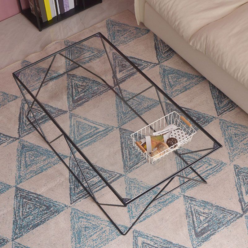 Frame Glass Top Coffee Table Modern Simple Clear Rectangular Cocktail Table