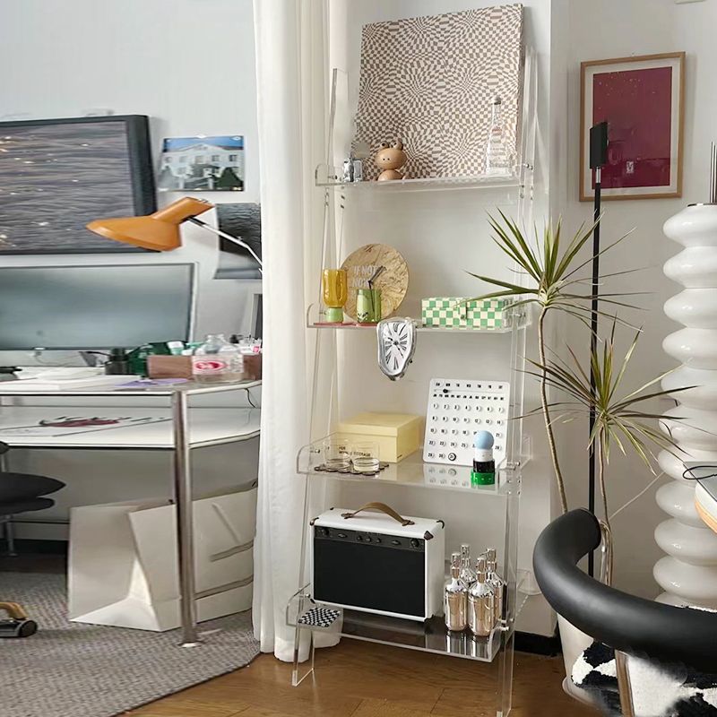 Ladder Open Back Bookshelf Acrylic Shelves Included Bookcase
