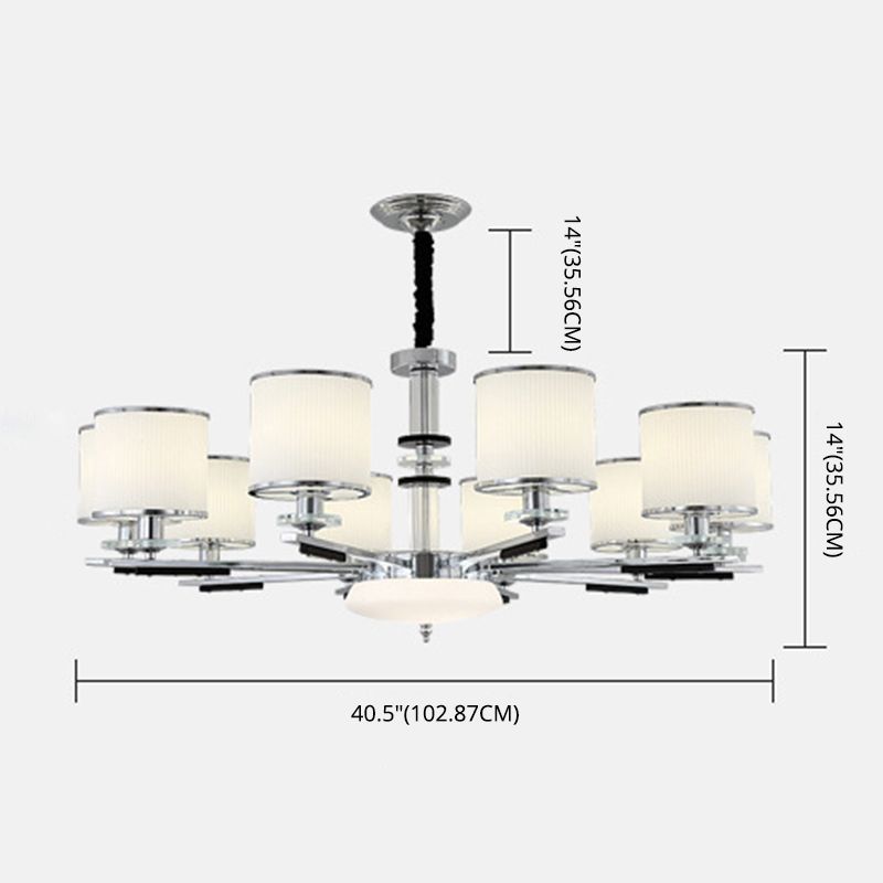 Luz de suspensión de estilo cilíndrico de vidrio de costilla blanca para sala de estar para sala de estar