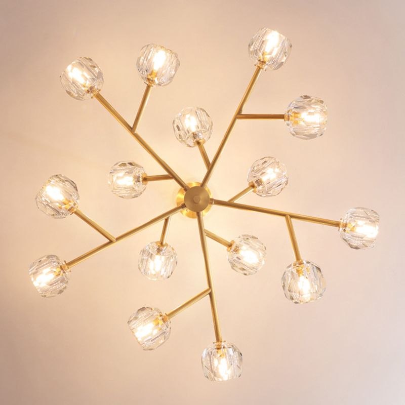 Ultra-modern Sputnik Hanging Chandelier Crystal Suspension Lighting with Hanging Cord for Living Room
