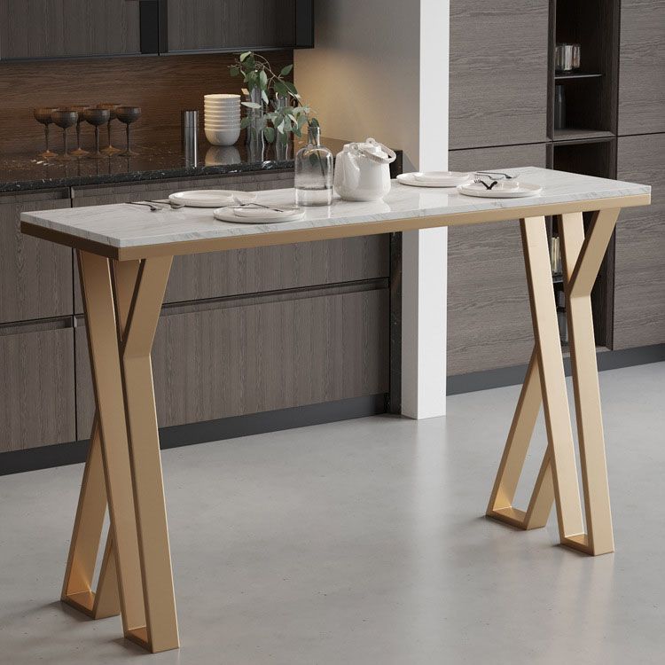 Glam Style Bar Table Set 1/2/5 Pieces Rectangle Bar Table with Metal High Stools for Home