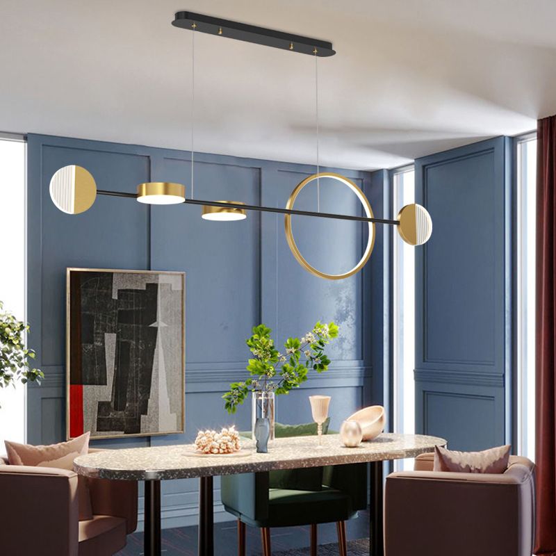 Circle Metal Island Light Light Contemporary Gold LED Light Light per sala da pranzo