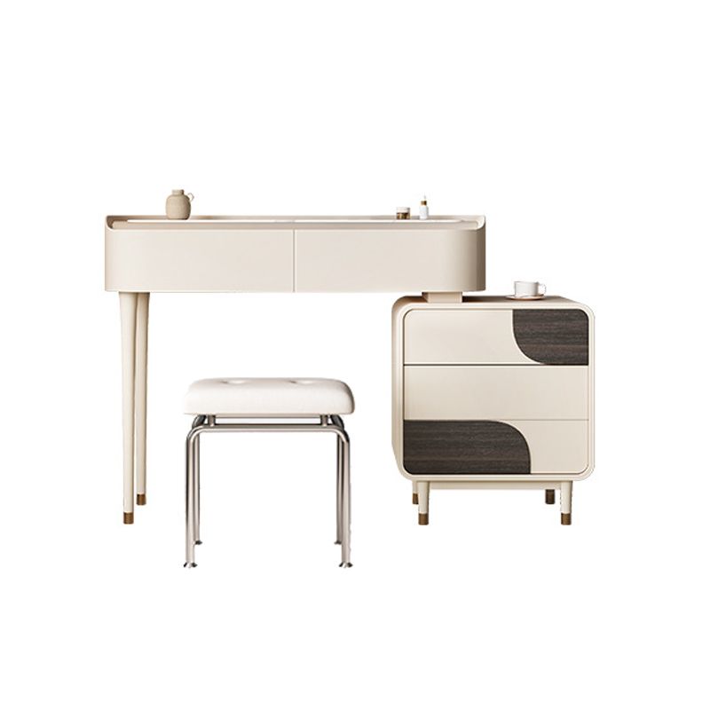 White Wooden Make-up 15.74" Wide Vanity Makeup Vanity Desk Table with 2/5 Drawers