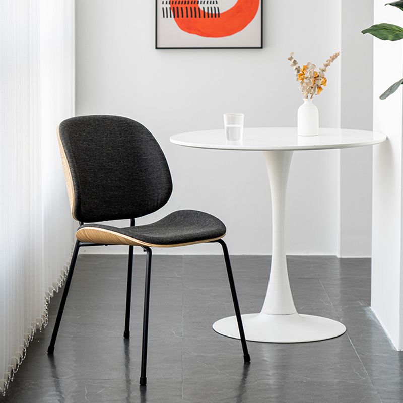 Minimalist Style Linen Fabric Dining Chair Open Back Dining Side Chair for Kitchen