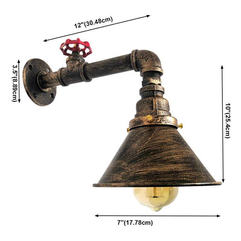 Metal Water Pipe Shade Wall Lighting Industrial Style 1 Light Wall Mounted Light Fixture