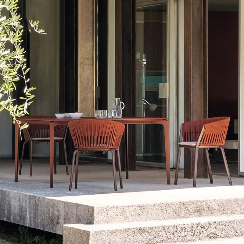 1/4/5 Pieces Patio Dining Table Set Metal Red Patio Dining Sets