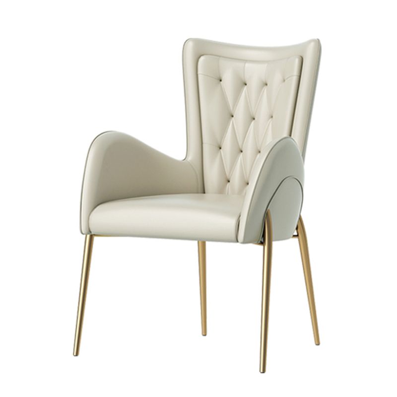 Chaises de salle à manger en cuir et velours, fauteuil de salle à manger à dossier haut de style Glam