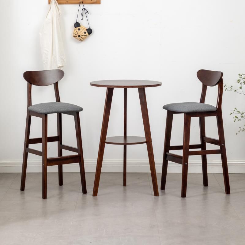 Simple Style Round Bar Table Wood Top Pub Table for Living Room