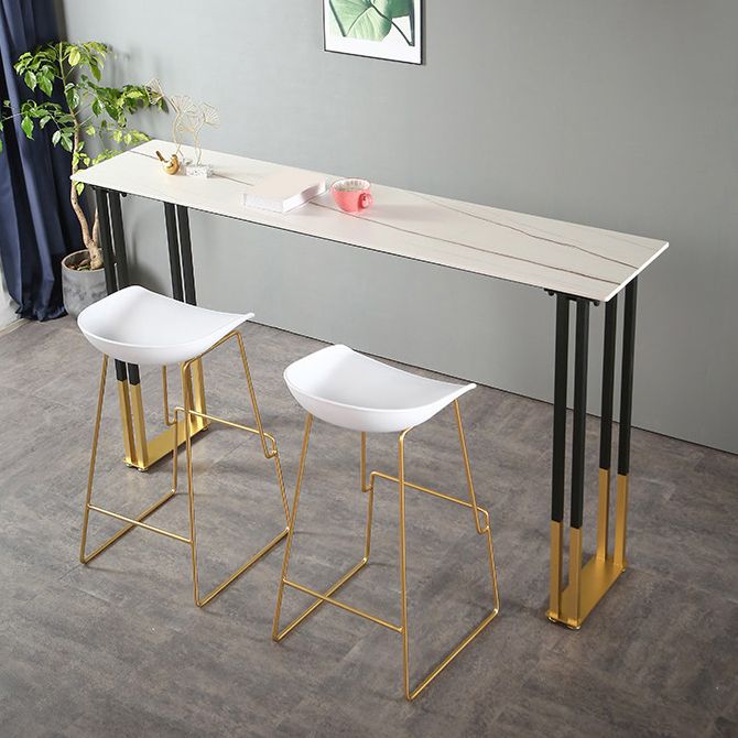 Glam Rectangle Bar Table Set 1/2/3/4 Pieces Faux Marble Pub Set for Dining Room