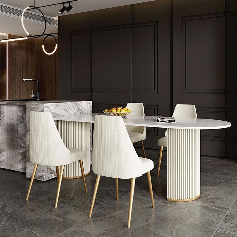 Scandinavian 1/2/5 Rectangle White Dining Table Set for Kitchen