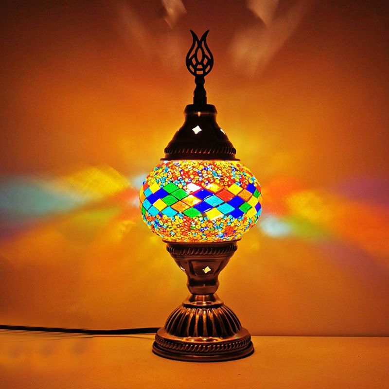 Vintage Moroccan Desk Lamp Turkish Style Glass Table Lamp Fixture for Bedroom