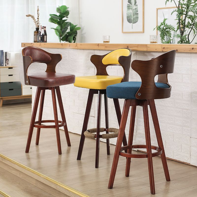 Taburete moderno sin brazos para mostrador, taburete de bar de madera para tienda de té con leche, con pedal y cojín