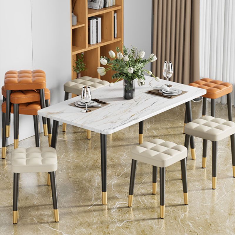 Modern Square Standard Leather Standard with Black Legs for Home